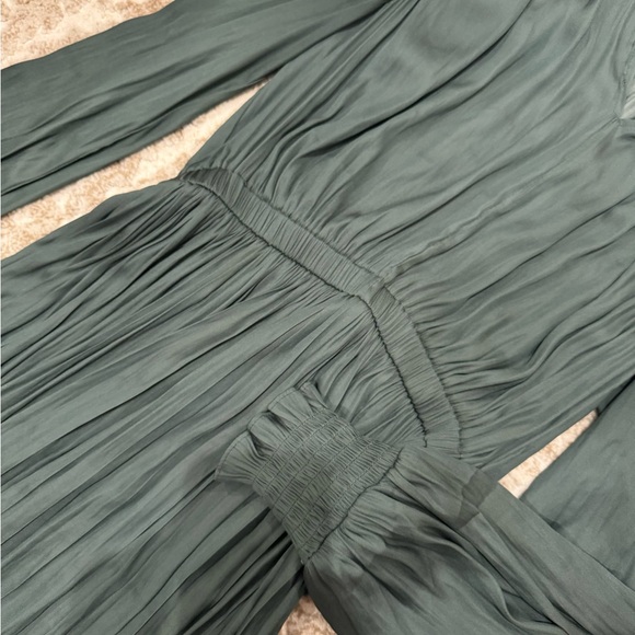 Current Air Emerald Green Satin Midi Dress